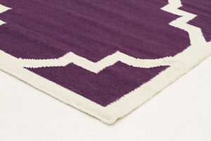 Flat Weave Large Moroccan Design Rug Aubergine Runner - Floorsome - Modern