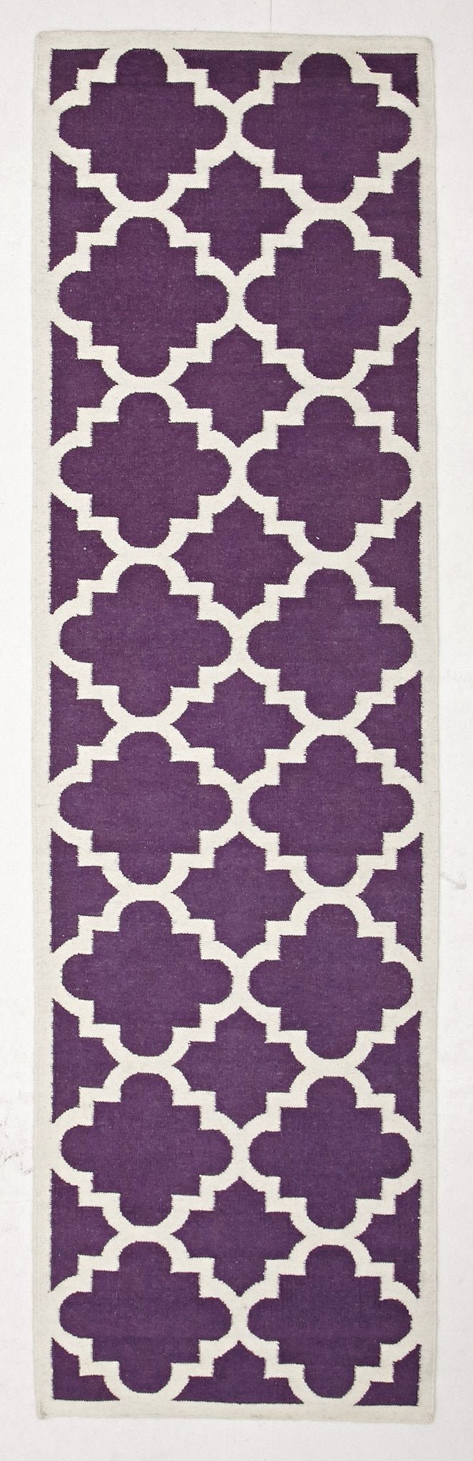 Flat Weave Large Moroccan Design Rug Aubergine Runner