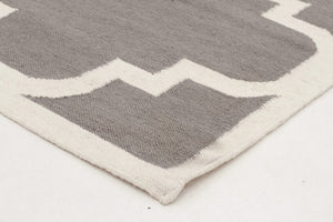 Flat Weave Large Moroccan Design Rug Grey - Floorsome - Modern