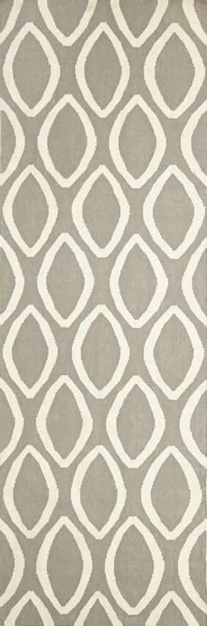 Flat Weave Oval Print Runner Rug Grey - Floorsome - Modern