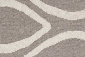 Flat Weave Oval Print Runner Rug Grey - Floorsome - Modern