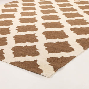 Flat Weave Quatrefoil Rug Brown Ivory - Floorsome - Modern