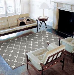 Flat Weave Stitch Design Rug Grey - Floorsome - Modern