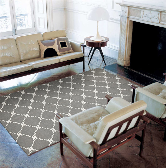 Flat Weave Stitch Design Rug Grey