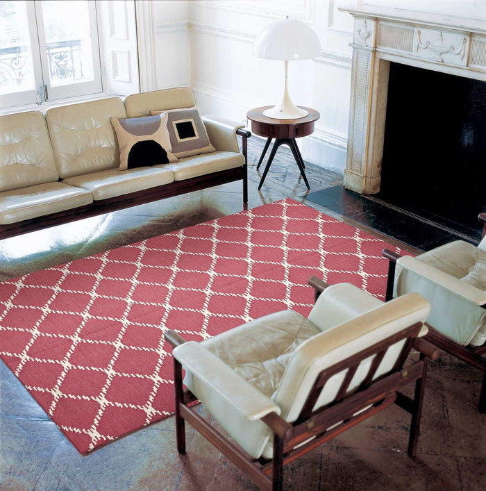 Flat Weave Stitch Design Rug Pink