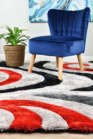 Florida Black Grey Red 883 Rug - Floorsome - SHAGGY