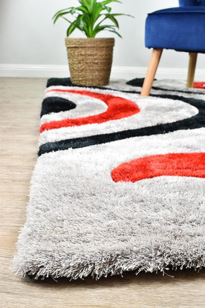 Florida Black Grey Red 883 Rug - Floorsome - SHAGGY