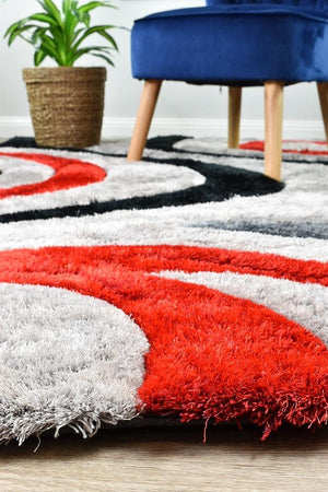 Florida Black Grey Red 883 Rug - Floorsome - SHAGGY