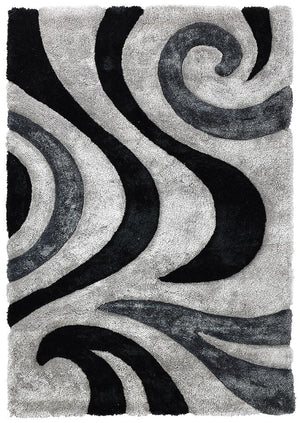 Florida Black Grey Rug 883 - Floorsome - Shag