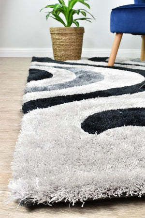 Florida Black Grey Rug 883 - Floorsome - Shag