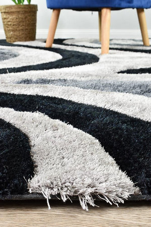 Florida Black Grey Rug 883 - Floorsome - Shag