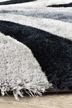 Florida Black Grey Rug 883 - Floorsome - Shag