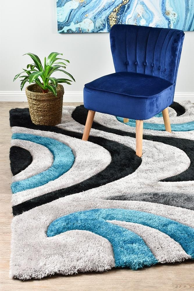 Florida Black Grey Turquoise 883 Rug