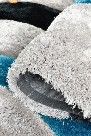 Florida Black Grey Turquoise 883 Rug - Floorsome - Shag