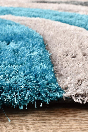 Florida Black Grey Turquoise 883 Rug - Floorsome - Shag