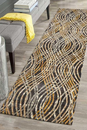 Flurry Modern Charcoal Runner Rug - Floorsome - Modern