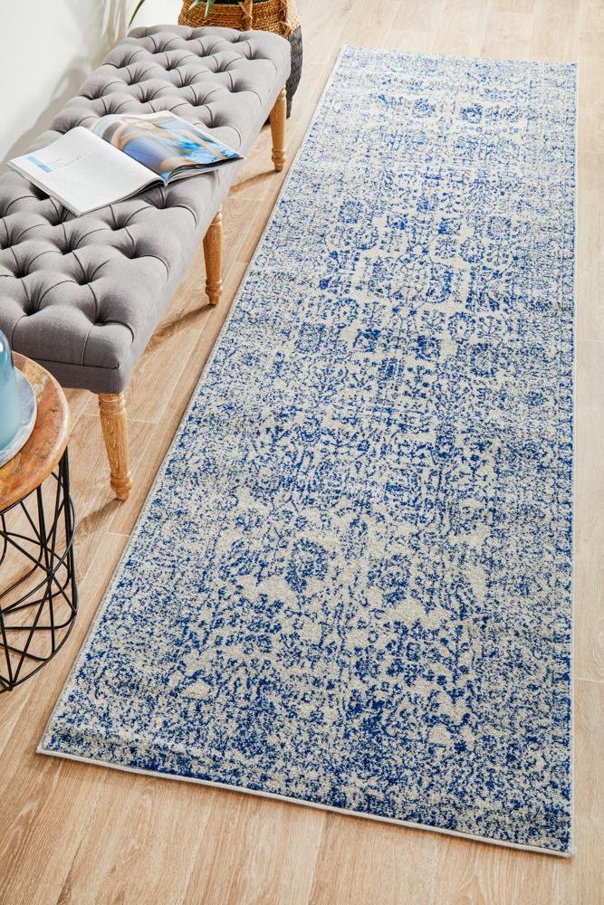 Frost Blue Transitional Runner Rug