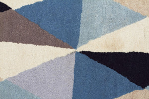 Gem Stone Designer Wool Round Rug Blue - Floorsome - Modern