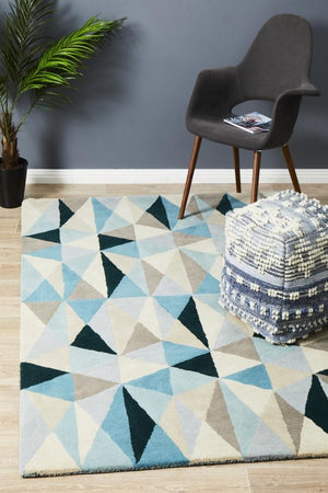 Gem Stone Designer Wool Rug Blue - Floorsome - Modern