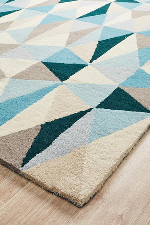 Gem Stone Designer Wool Rug Blue - Floorsome - Modern
