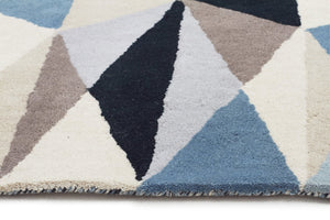 Gem Stone Designer Wool Runner Rug Blue - Floorsome - Modern