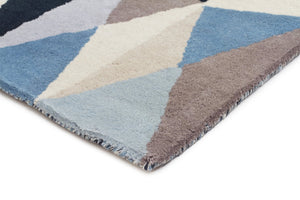 Gem Stone Designer Wool Runner Rug Blue - Floorsome - Modern