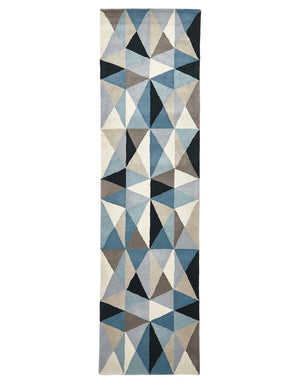 Gem Stone Designer Wool Runner Rug Blue - Floorsome - Modern