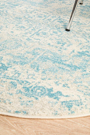 Glacier White Blue Transitional Round Rug - Floorsome - Modern