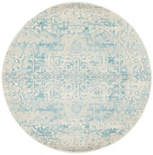 Glacier White Blue Transitional Round Rug - Floorsome - Modern