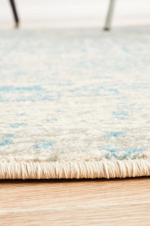 Glacier White Blue Transitional Round Rug - Floorsome - Modern