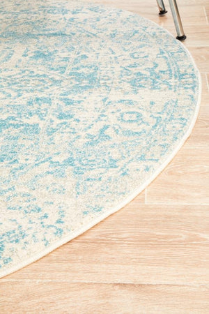 Glacier White Blue Transitional Round Rug - Floorsome - Modern