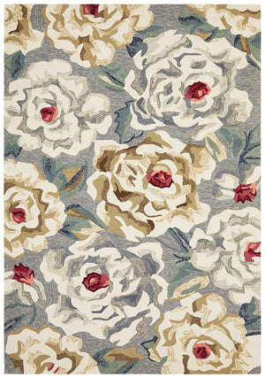 Gorgeous Peony Grey Indoor Outdoor Rug - Floorsome - Outdoor