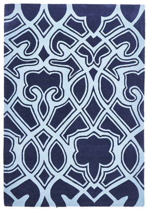 Gothic Tribal Design Rug Navy - Floorsome - Modern