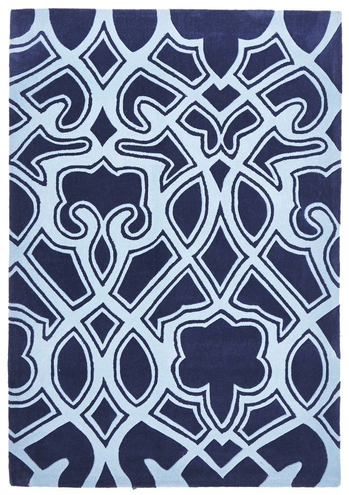 Gothic Tribal Design Rug Navy