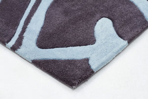 Gothic Tribal Design Rug Smoke Grey and Blue - Floorsome - Modern