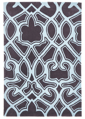 Gothic Tribal Design Rug Smoke Grey and Blue - Floorsome - Modern