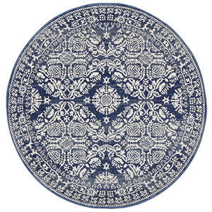 Gwyneth Stunning Transitional Navy Round Rug - Floorsome - Modern