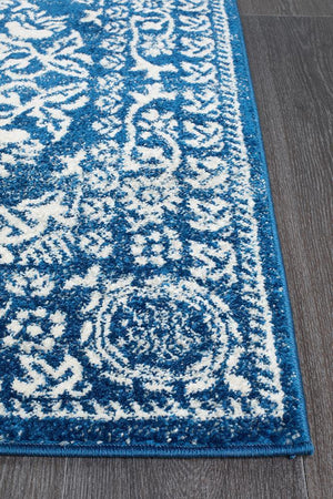 Gwyneth Stunning Transitional Navy Runner Rug - Floorsome - Modern