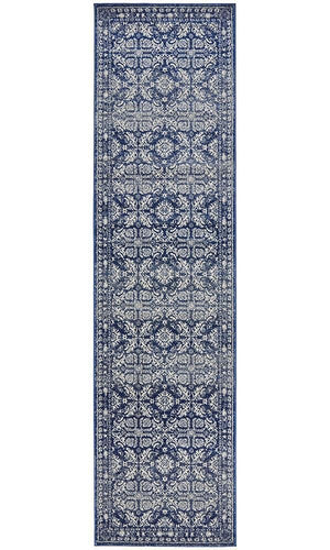 Gwyneth Stunning Transitional Navy Runner Rug - Floorsome - Modern