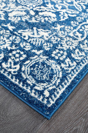 Gwyneth Stunning Transitional Navy Runner Rug - Floorsome - Modern