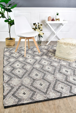 Halima Mushroom Viscose & Wool Rug - Floorsome - FLATWEAVE