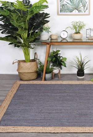 Hampton Grey Centre Jute Rug - Floorsome - Flatweave