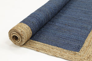 Hampton Navy Blue Centre Jute Rug - Floorsome - Flatweave