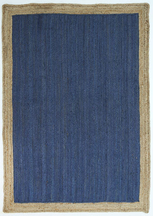 Hampton Navy Blue Centre Jute Rug - Floorsome - Flatweave