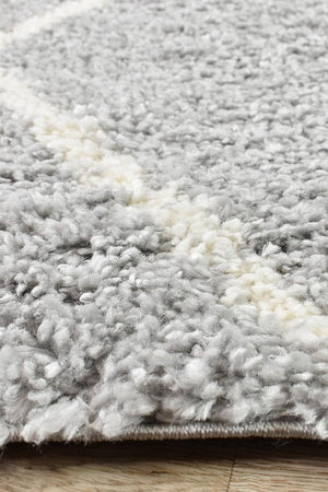 Harlo Shaggy Grey White Rug - Floorsome - Shag