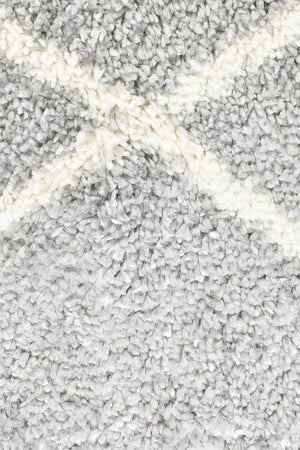 Harlo Shaggy Grey White Rug - Floorsome - Shag