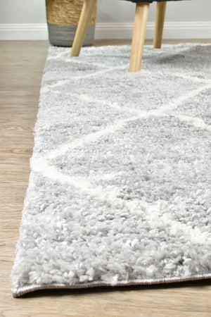 Harlo Shaggy Grey White Rug - Floorsome - Shag