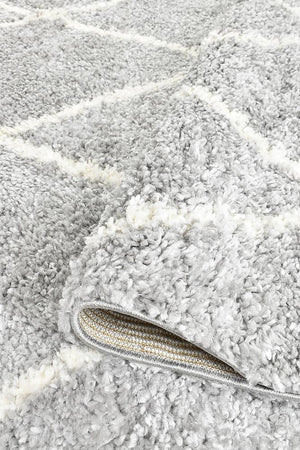 Harlo Shaggy Grey White Rug - Floorsome - Shag