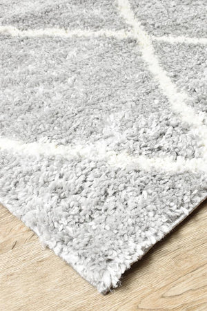 Harlo Shaggy Grey White Rug - Floorsome - Shag