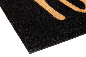 Hello Black PVC Backed Coir Door Mat - Floorsome - Door Mat